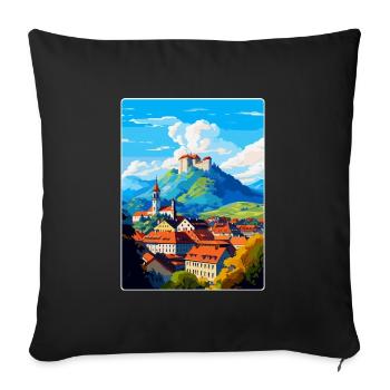 Ljubljana Slovénie Affiche de voyage vintage souvenir - Housse de coussin décorative 45 x 45 cm - noir - Devant