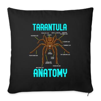 Anatomie de l’araignée tarante - Graphique drôle - Housse de coussin décorative 45 x 45 cm - noir - Devant