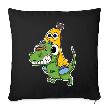Mauvais dinosaure et jolie banane - Housse de coussin décorative 45 x 45 cm - noir - Devant