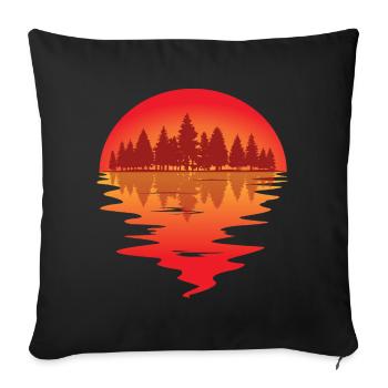 Sonnenuntergang am Waldsee - Sofakissenbezug 45 x 45 cm - Schwarz - Vorne