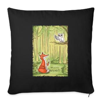 Forest Talk: Fox and Owl - Sofa pillowcase 17,3'' x 17,3'' (45 x 45 cm) - black - Front