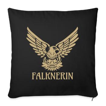 Falknerin Falke Adler Greifvogel Falknerei Falkner - Sofakissenbezug 45 x 45 cm - Schwarz - Vorne