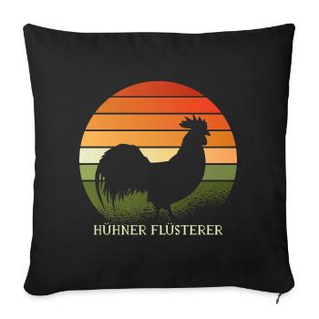 Coq des chuchoteurs de poulet - Housse de coussin décorative 45 x 45 cm - noir - Devant