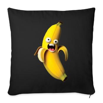Expressive banana figure with a face - Sofa pillowcase 17,3'' x 17,3'' (45 x 45 cm) - black - Front
