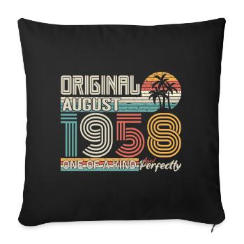 August 1958 anniversaire August 1958 cadeau - Housse de coussin décorative 45 x 45 cm - noir - Devant