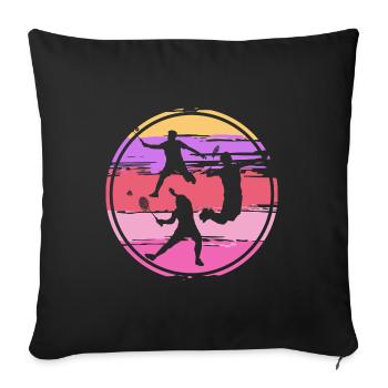 Badmintonspieler Badminton Retro - Sofakissenbezug 45 x 45 cm - Schwarz - Vorne