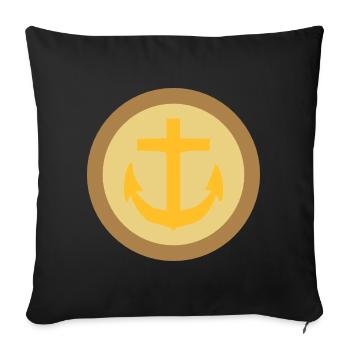 Knopf Marine Anker Schluterklappe - Sofakissenbezug 45 x 45 cm - Schwarz - Vorne