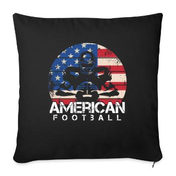 Football USA Footballer Team Footballmannschaft - Sofakissenbezug 45 x 45 cm - Schwarz - Vorne