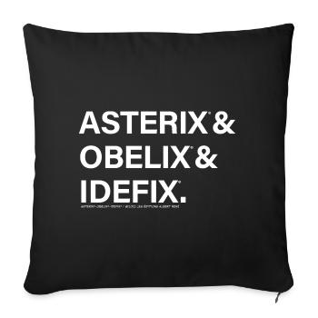 Asterix & Obelix & Idefix Namenschriftzug - Sofakissenbezug 45 x 45 cm - Schwarz - Vorne