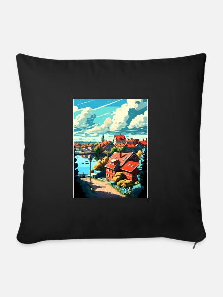 Falun Schweden Vintage Reiseposter WPA Souvenir - Sofakissenbezug 45 x 45 cm - Schwarz