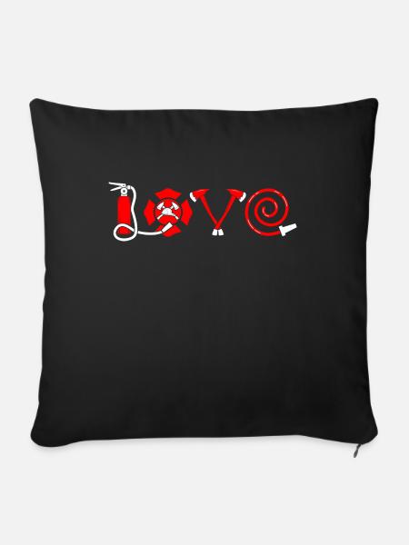 Firefighter Love Feuerwehr Leidenschaft Liebe - Sofakissenbezug 45 x 45 cm - Schwarz