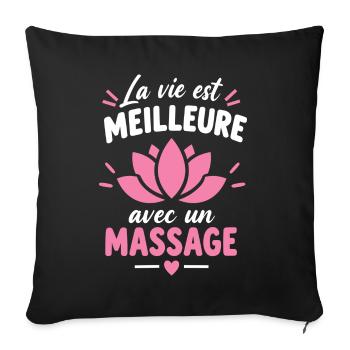 Life Best Lotus Massage - Sofakissenbezug 45 x 45 cm - Schwarz - Vorne
