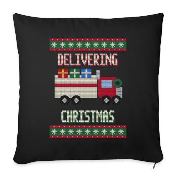 Delivering Christmas - LKW Fahrer Weihnachten - Sofakissenbezug 45 x 45 cm - Schwarz - Vorne