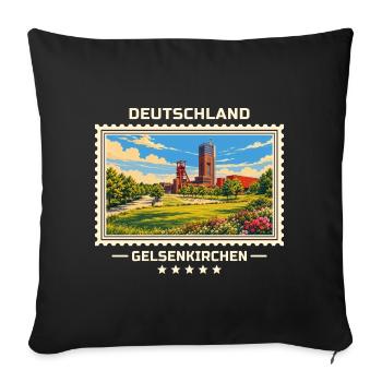 Deutschland Gelsenkirchen Vintage Reisemarke - Sofakissenbezug 45 x 45 cm - Schwarz - Vorne