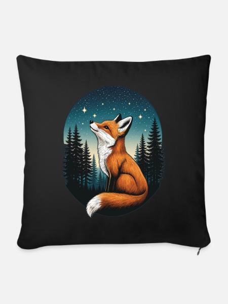 Fuchs Sternenhimmel - Sofakissenbezug 45 x 45 cm - Schwarz