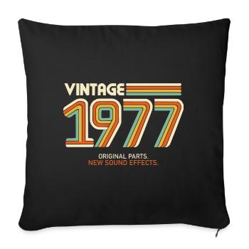 Vintage 1977 Jahrgang 50. Geburtstag lustig Retro - Sofakissenbezug 45 x 45 cm - Schwarz - Vorne