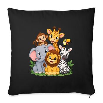 Tierfreunde Parade - Sofakissenbezug 45 x 45 cm - Schwarz - Vorne