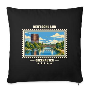 Deutschland Oberhausen Vintage Reisemarke - Sofakissenbezug 45 x 45 cm - Schwarz - Vorne