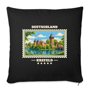 Deutschland Krefeld Vintage Reisemarke - Sofakissenbezug 45 x 45 cm - Schwarz - Vorne