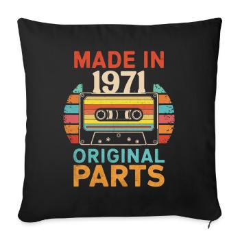 1971 Geburtstag Original 70er 80er Retro-Kassette - Sofakissenbezug 45 x 45 cm - Schwarz - Vorne