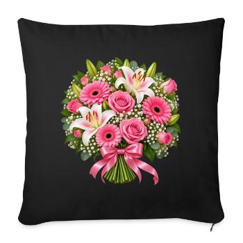 Blush-Blumenstrauß - Sofakissenbezug 45 x 45 cm - Schwarz - Vorne