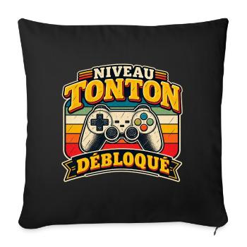 Onkel-Level freigeschaltetes Gamer-Geschenk für Onkel - Sofakissenbezug 45 x 45 cm - Schwarz - Vorne
