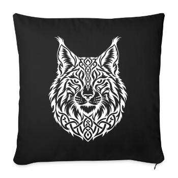 Luchskopf mit filigranem nordischen Knotenwerk - Sofakissenbezug 45 x 45 cm - Schwarz - Vorne