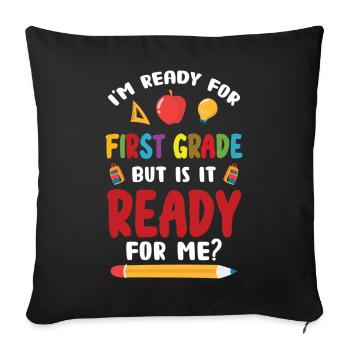 Einschulung Schulanfang Erste Klasse Schule - Sofakissenbezug 45 x 45 cm - Schwarz - Vorne