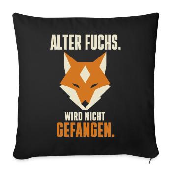 Alter Fuchs wird nicht gefangen – Doppelkopf - Sofakissenbezug 45 x 45 cm - Schwarz - Vorne
