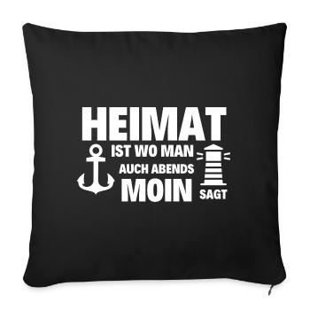 Heimat Moin Leuchtturm Möwe Nordsee - Sofakissenbezug 45 x 45 cm - Schwarz - Vorne