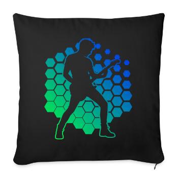 Geschenkidee für einen Gitarren-Fan mit E-Gitarre - Sofakissenbezug 45 x 45 cm - Schwarz - Vorne