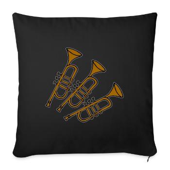 Trompeten Orchester Blasinstrument Comicstyle - Sofakissenbezug 45 x 45 cm - Schwarz - Vorne