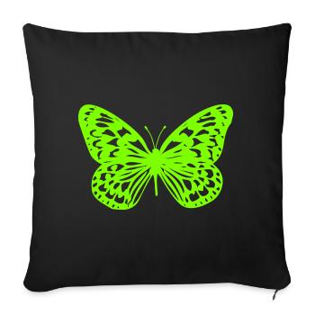 Neongrüner Schmetterling-Umriss - Sofakissenbezug 45 x 45 cm - Schwarz - Vorne