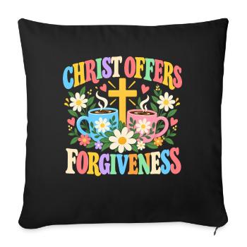 Christus bietet christliche Vergebung an - Sofakissenbezug 45 x 45 cm - Schwarz - Vorne