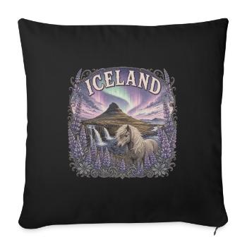 Iceland Reise – Island Nordlicht Natur - Sofakissenbezug 45 x 45 cm - Schwarz - Vorne