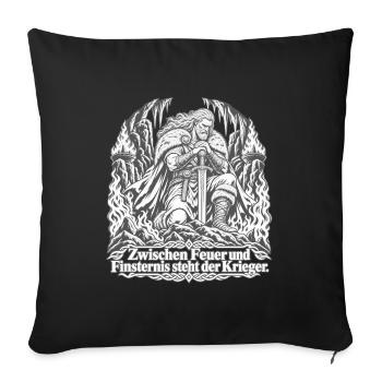 Zwischen Feuer und Finsternis – Nordischer Krieger - Sofakissenbezug 45 x 45 cm - Schwarz - Vorne