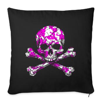 Pink-Weißes Schädelkreuz - Sofakissenbezug 45 x 45 cm - Schwarz - Vorne
