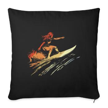 Retro Surfer Frau - Sofakissenbezug 45 x 45 cm - Schwarz - Vorne