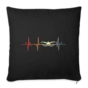 Schwimmen Herzfrequenz Vintage - Sofakissenbezug 45 x 45 cm - Schwarz - Vorne