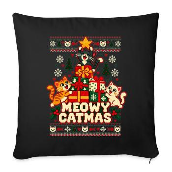 Weihnachten Katzen Meowy Catmas - Sofakissenbezug 45 x 45 cm - Schwarz - Vorne