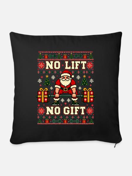 Weihnachten Fitness Weihnachtsmann No Lift No Gift - Sofakissenbezug 45 x 45 cm - Schwarz