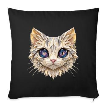 Origami-Katze mit Galaxienaugen – Kosmische Katze - Sofakissenbezug 45 x 45 cm - Schwarz - Vorne
