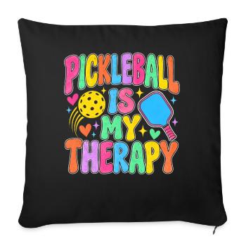 Pickleball ist meine Therapie, groovy - Sofakissenbezug 45 x 45 cm - Schwarz - Vorne