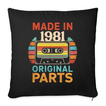 1981 Geburtstag Original 90er 80er Retro-Kassette - Sofakissenbezug 45 x 45 cm - Schwarz - Vorne