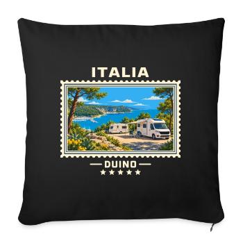 Italien Duino Camping Vintage Reisemarke - Sofakissenbezug 45 x 45 cm - Schwarz - Vorne
