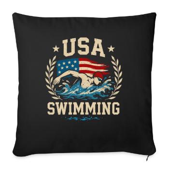 USA Swimming - Sofakissenbezug 45 x 45 cm - Schwarz - Vorne