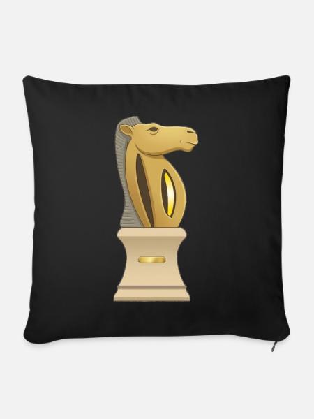 Goldener Pferdepokal - Sofakissenbezug 45 x 45 cm - Schwarz