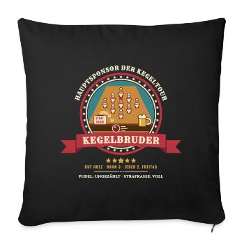 Kegelbruder – Pudel Kegelclub Kegeltour Wappen - Sofakissenbezug 45 x 45 cm - Schwarz - Vorne