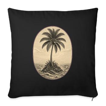 Island Palm Vintage-Gravur - Sofakissenbezug 45 x 45 cm - Schwarz - Vorne