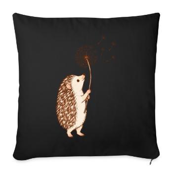  Igel Hält Löwenzahn Und Wünscht Sich Eine - Sofakissenbezug 45 x 45 cm - Schwarz - Vorne